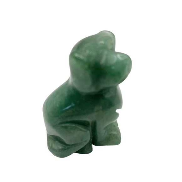 Set of 2 Polished Stone Bear Dog Figurines Sitting Green Mini Size 2 in Tall - Picture 6 of 12